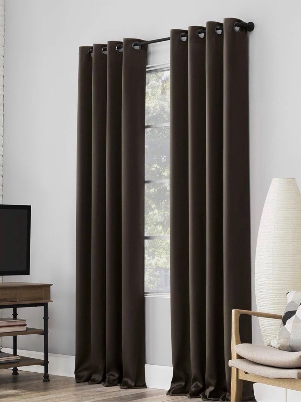 2 panel Sun Zero Nordic Theater Grade Extreme 100% Blackout Grommet Curtain